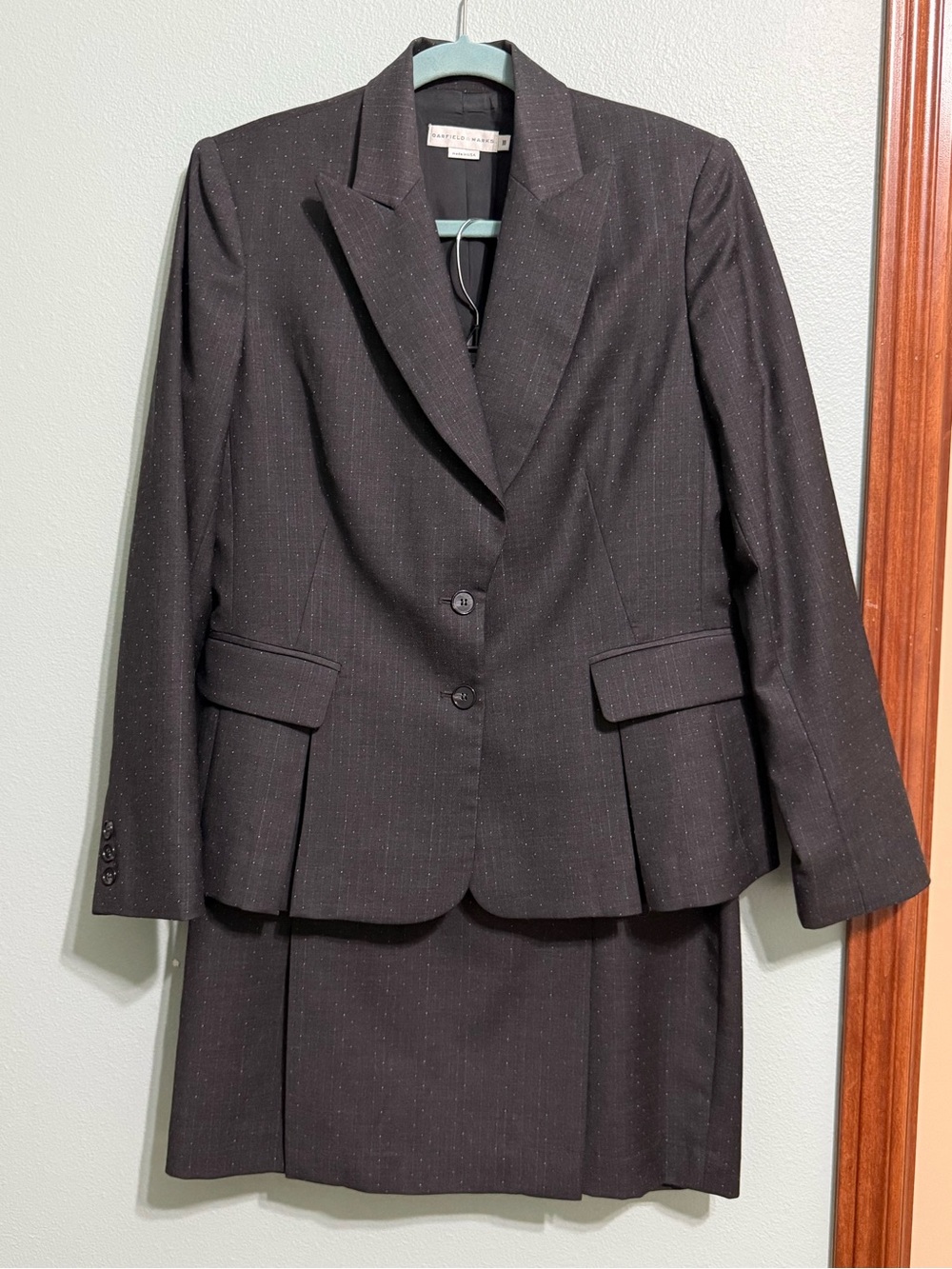 Garfield & Marks Vintage Gray Pinstripe Wool Skirt Suit Set - Blazer & Skirt